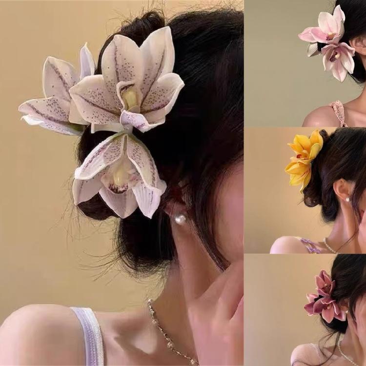 Beautiful Simulation Orchids Flower Claw Clip for Women Enhances with Life Like Flower Designs for Music Festival