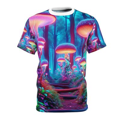 Psychedeliczny T-shirt Streetwear z Grzybami Dla Mężczyzn Moda Harajuku Koszulka z Krótkim Rękawem Nadruk 3D Graffiti Osobowość Kolorowe Topy
