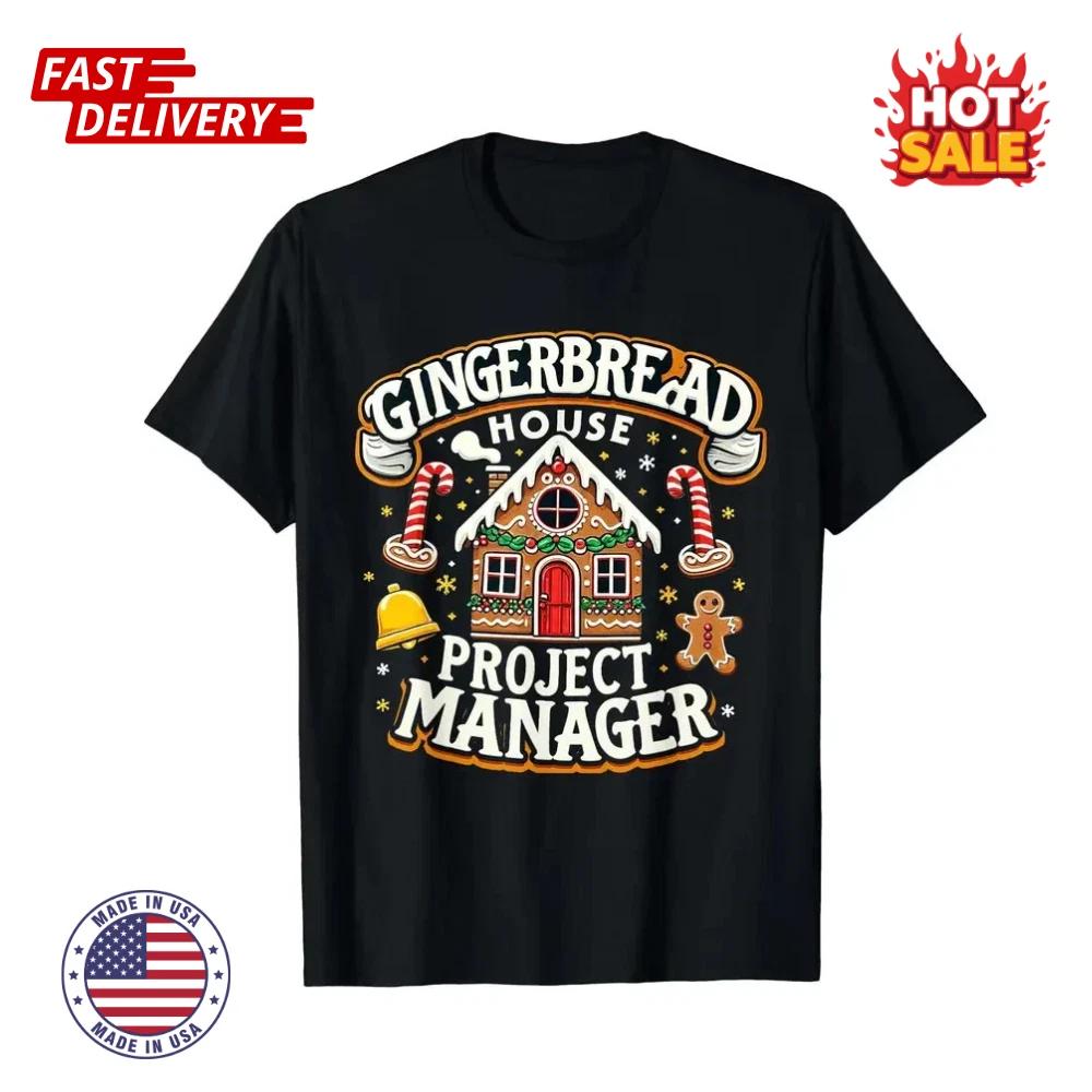 SALE! Men S Christmas Gingerbread House Project Manager Graphic Inspired T-Shirt L