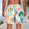 Men Plus Size Abstract Art Print Beach Shorts Quick Dry Drawstring Casual Swim Trunks With Pockets For Summer Surfing Vacation
