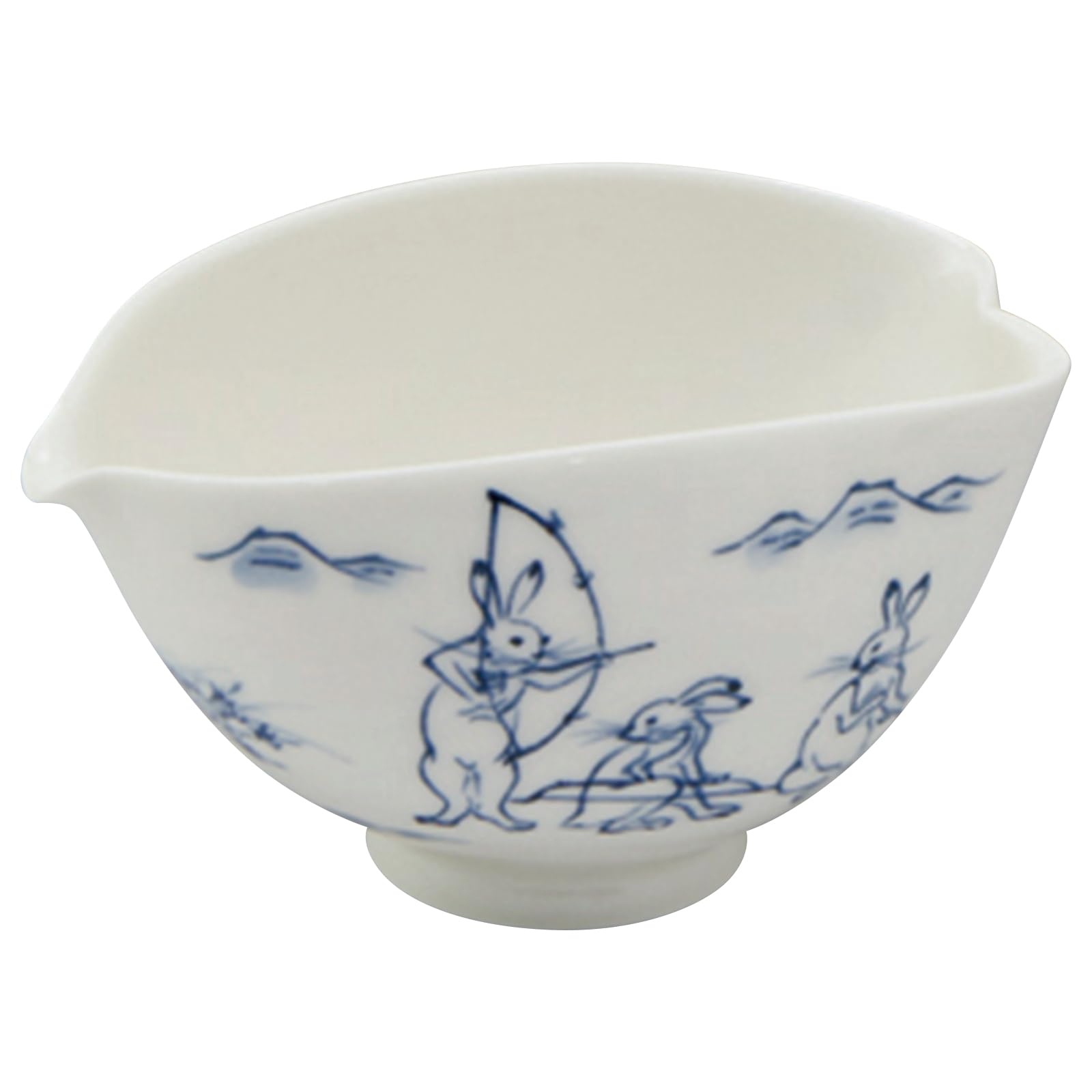

Kyoto ware/Kiyomizu ware tea cooler/tea set, approx. 140ml, featuring Choju-giga (animal caricatures) design, blue, made in Japan. KTA866-03