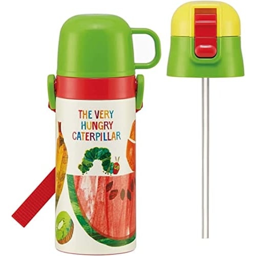 Skater 2WAY Straw with Cup Stainless Steel Kids Water Bottle 350ml The Very Hungry Caterpillar SKCP3-A