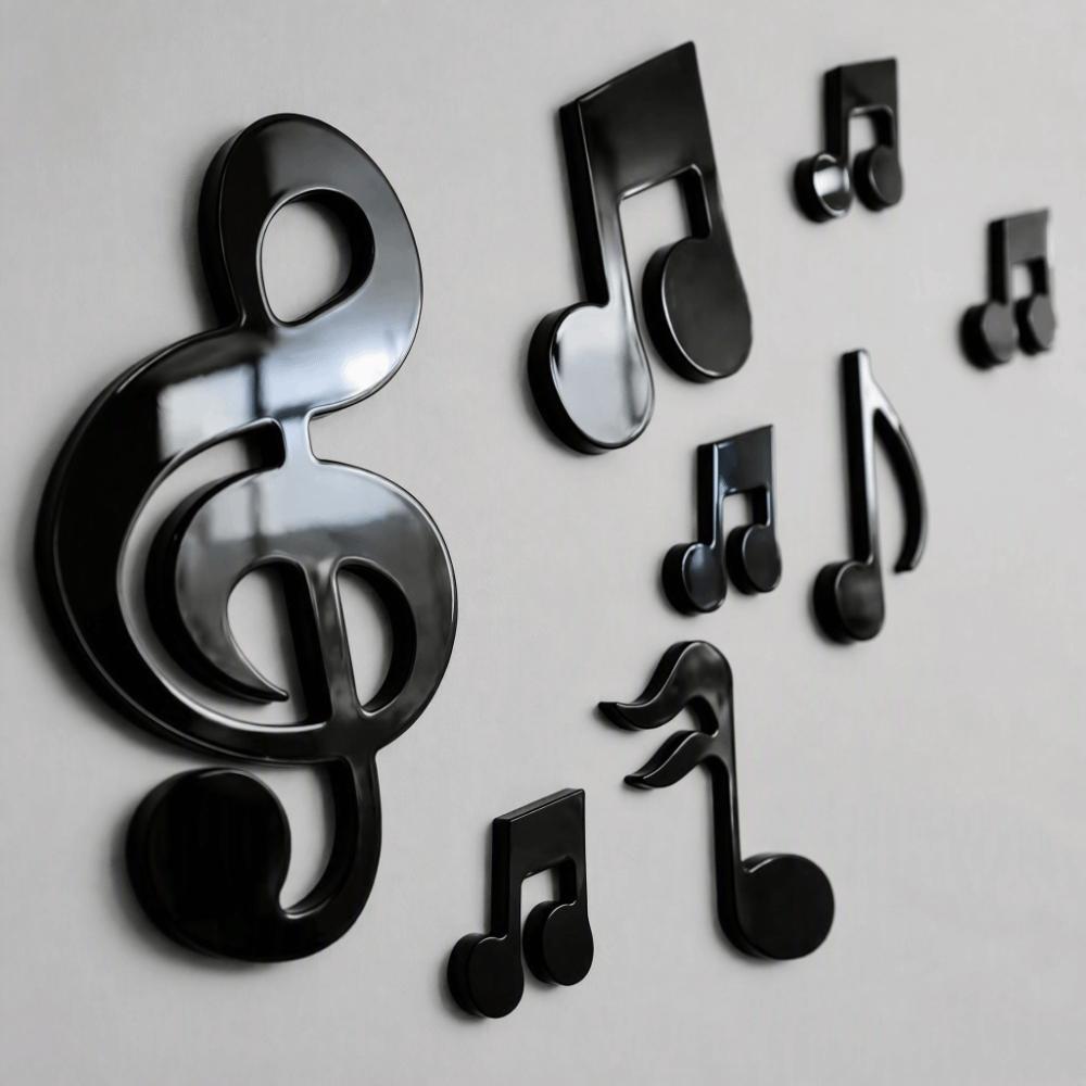 Removable Finish Music Note Wall Sticker 3D Look Embossed Wall Decal  Wall Background