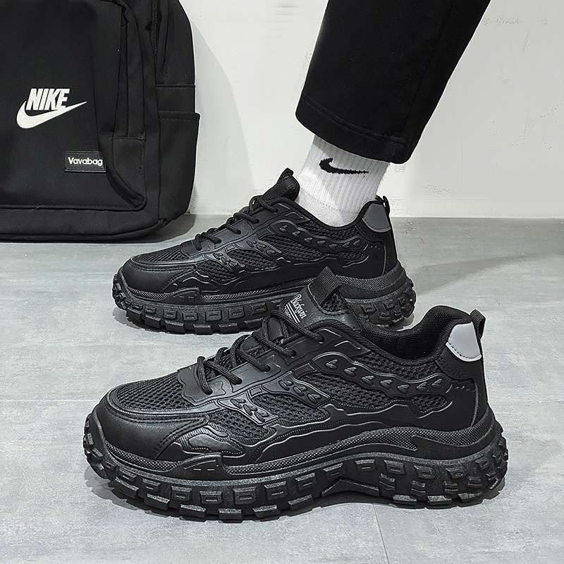 Herrenschuhe Sommer atmungsaktiv schwarz lässig Sport Papa Herren Baustellenarbeit Arbeitsschutzschuhe Herren Reifen Tide Schuhe
