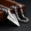 Vintage Viking Spear Pendant Norse Rune Necklace Stainless Steel Amulet Jewelry Gift for Men Women