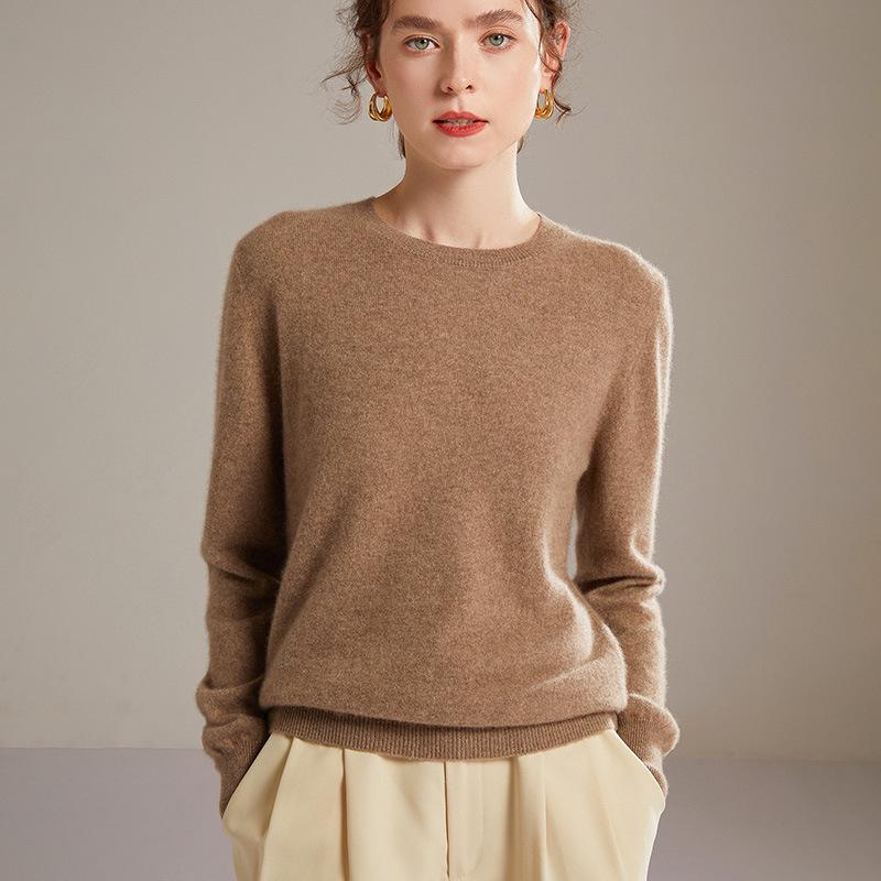 

Женский кашемировый пуловер с круглым вырезом – Теплый осенне-зимний свитер свободной вязки L