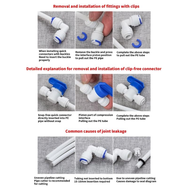 Water Purification Fittings Assembly Universals Connection Set Convenient Water Hose Set for Fridges and Ice Makers