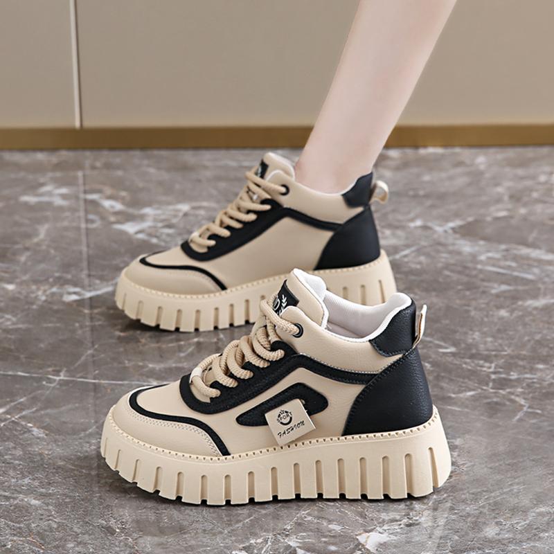 

High-top shoes spring new soft-soled sports with skirt muffin thick baseplate shoes 35
