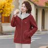 Hooded Woolen Jacket Mom Medium-sized Female Fleece Thickened Casual Coat