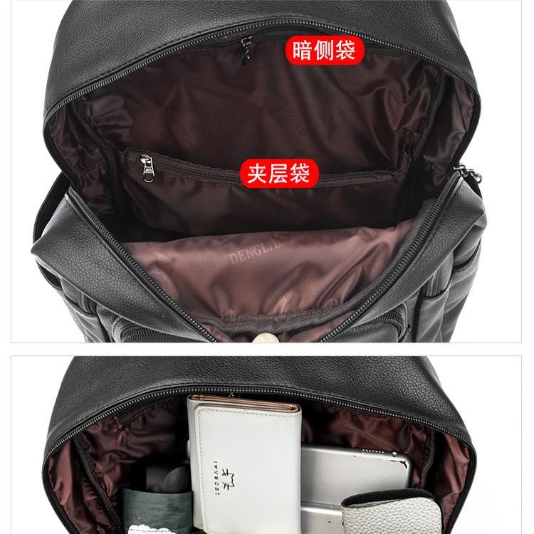IELGY Black Backpack Korean Version Travel Large Capacity Backpack