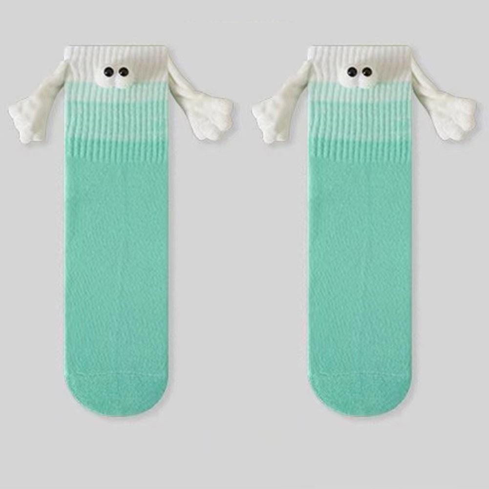 1Pair Funny Magnetic Holding Hands Socks Gradient Color Hand Grip Socks for Women Men Couple Middle Tube Socks Christmas Gifts