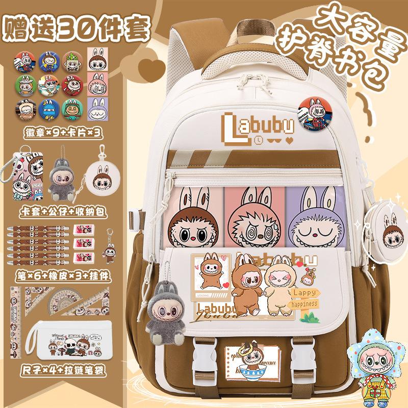 School bag for primary school students, large-capacity burden reduction and decompression backpack--grade cartoon spine protection backpack