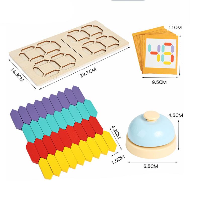 Wooden Number Battle Building Blocks Game - Children's Math Learning Toy for Number Matching and Color Sorting Interactive Play