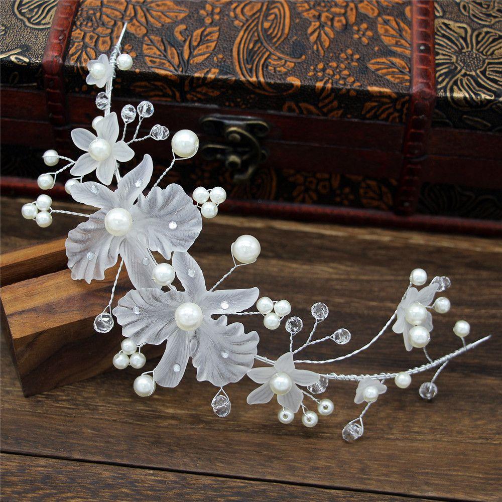 Girls Handmade Hair Decoration Pearl Head Wear Crystal Headband Bridal Hairpin Rhinestone Headpiece