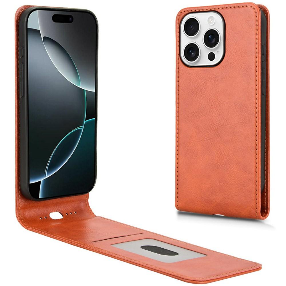 

Чехол для iPhone 16 Pro с отделением для карт, магнитный откидной кожаный чехол для телефона Orange