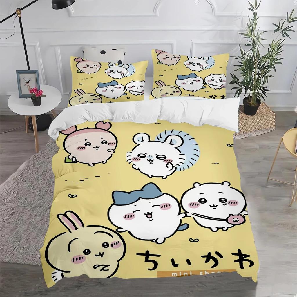 Ensemble Housse de Couette Confortable en Polyester Motif Dessin Animé Avec Housse de Couette et Taies d'Oreiller Tailles King Queen Twin Pour Garçons Filles et Enfants