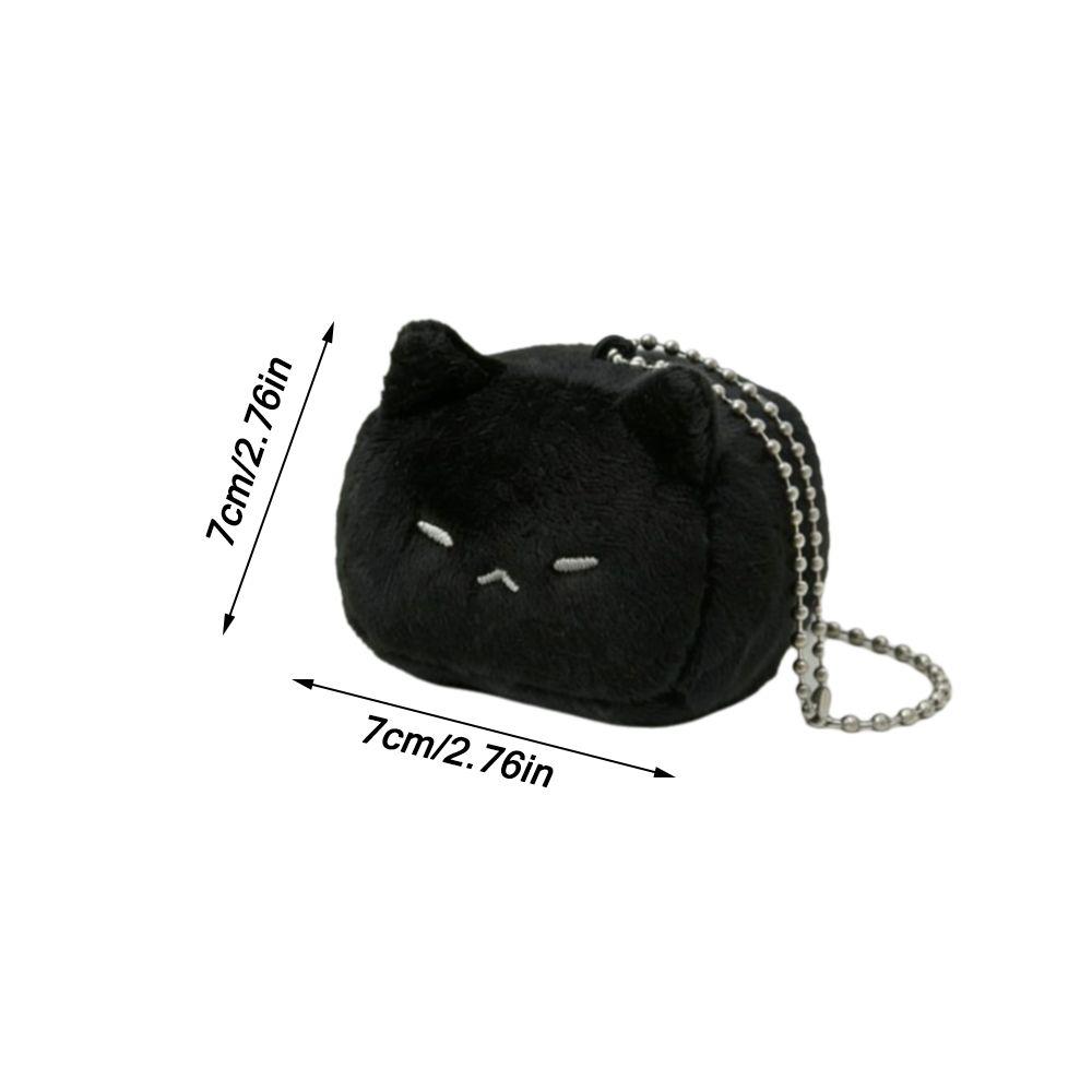 Cute Soft Fluffy Cat Plush Keychain Plush Kawaii Cartoon Design Fluffy Cat Bag Charm Bead Chain Bag Pendant Birthday Gift