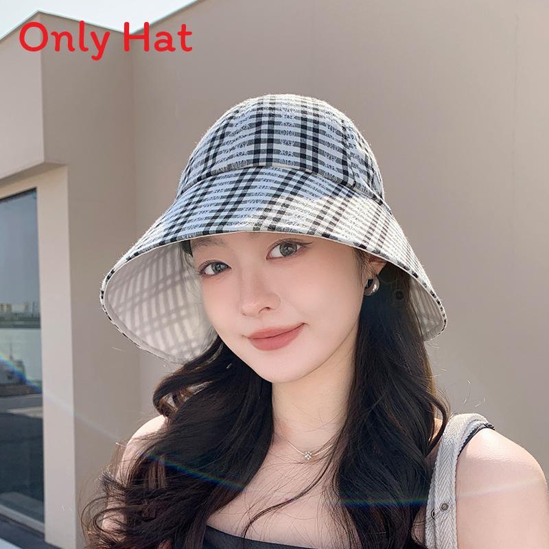 Plaid Bucket Hat With Sun Protection For Summer Outdoor Casual Women