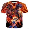 Verano Nuevo Harajuku Saint Seiya Impresión 3D Moda Callejera Casual Niños Cuello Redondo Holgado Manga Corta