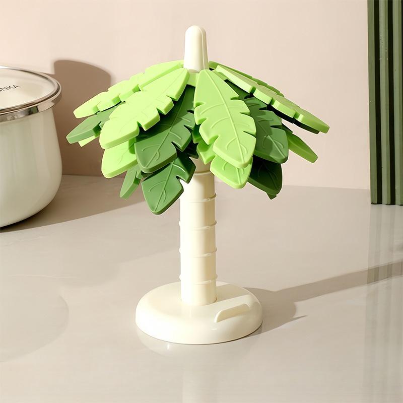 Creative Tree Coasters  for Hot Dishes Heat-Resistant Tree Shape Trivet Set Silicone Mats For Dining Counter Dish Cookware Table