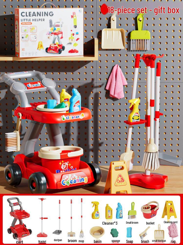 Children's Cleaning Trolley Play Set for Ages 3-6