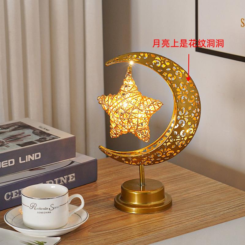 1Pc LED Desk Lamp with Hollowed Out Shape Moon Light Bedroom Decoration Small Night Light Atmosphere Light Arrangement