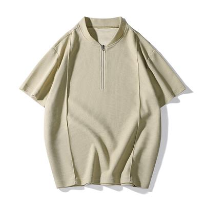 Waffel Sommer Freizeit Kurzarm T-Shirt für Herren, Locker geschnittenes Sport T-Shirt