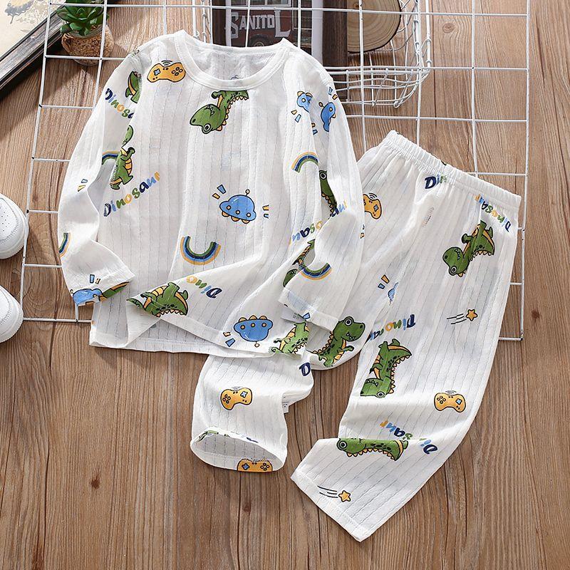 Dziecięcy Zestaw Żakardowy Chłopięcy i Dziewczęcy Letni Cienki Ubrania Domowe Dziecięce Wiosenno-Jesienne Ubrania Klimatyzacyjne Rękaw Siedem ósmych