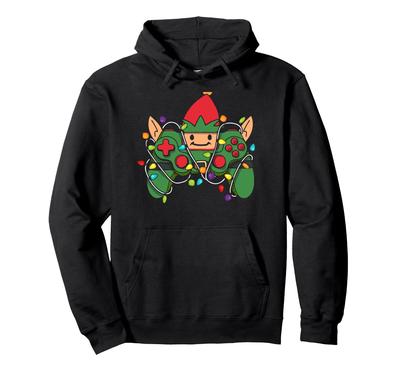 Christmas Game Controller Elf Christmas Gamer Boys Girls Hoodie