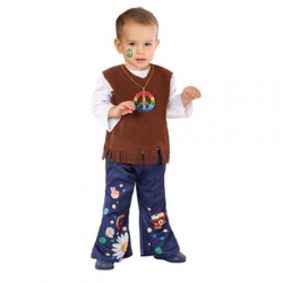 2023 New Style Novelties 60's Hippie Boy Child Costume Boho Floral Printed Headband Top Vest