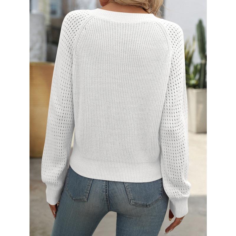 Autumn and Winter Hollow V-neck Long Sleeved Fashionable Sweaters