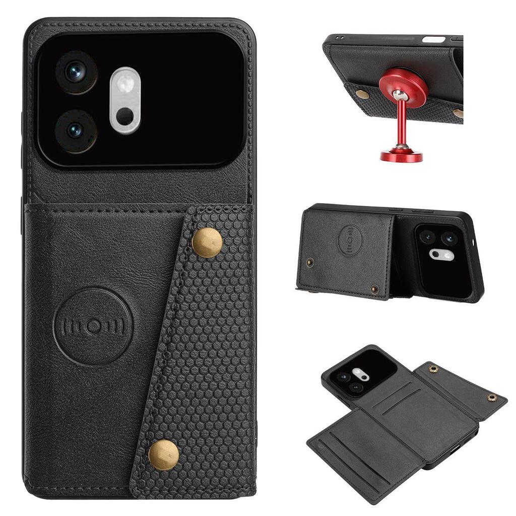 Vintage Leather Card Holder Phone Case for HONOR 600 Card Pockets Dual Snap Buttons Flip Wallet Shell