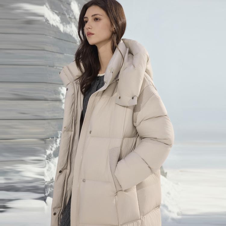 ELLE French Loose Fit Fashion Design Casual Versatile Long Sleeve Basic Hooded Warm Down Jacket Women Outerwear EY52141