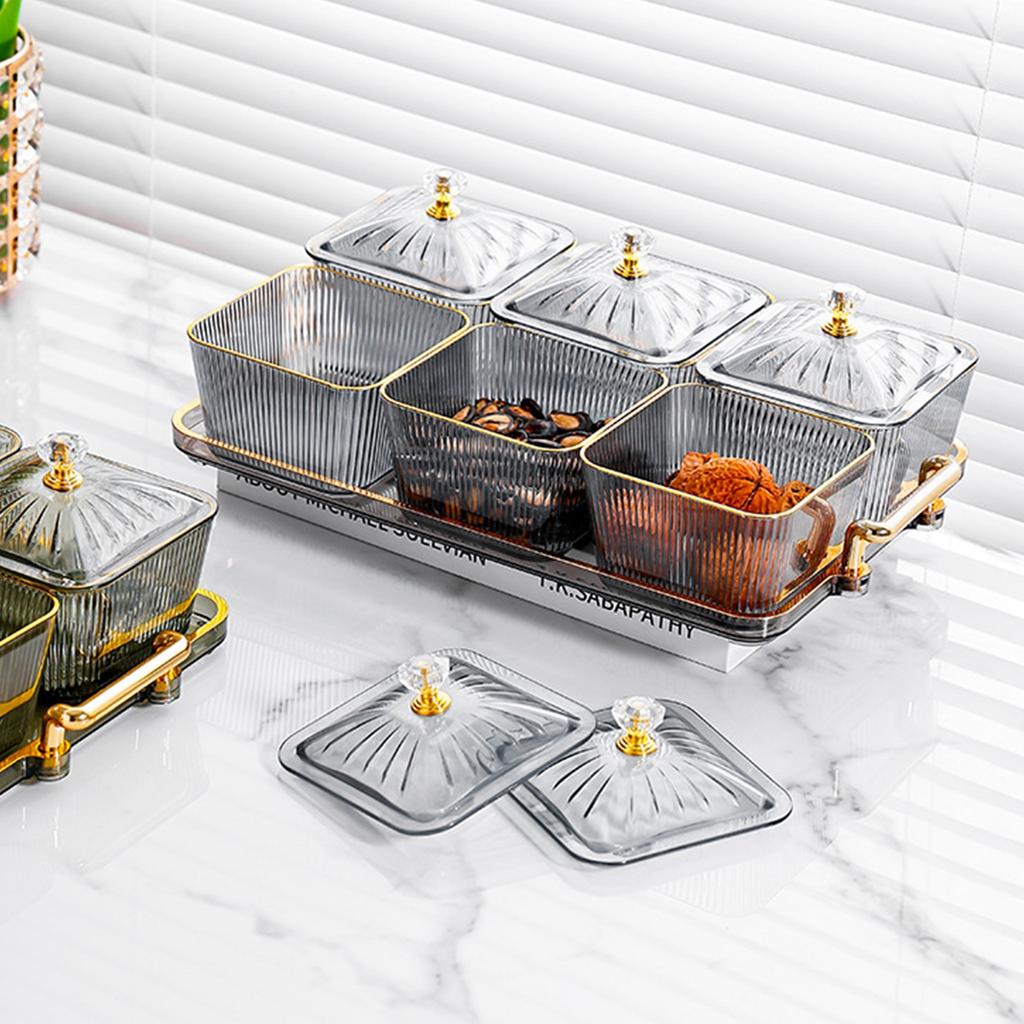 Divided Serving Dishes Portable with Lid Modern Multifunctional Dried Fruit Plate for Chocolate Dessert Nuts Cookies Home