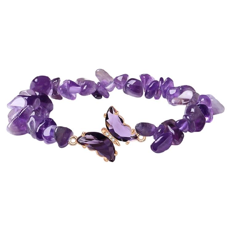 Healing Crystals Bracelet With Irregular Gemstones Beads Butterfly Decoration Adjustable Jewelry For Relaxation