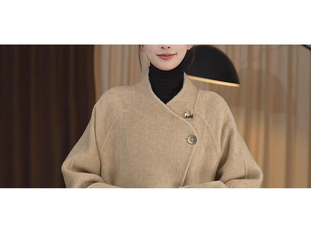 2025 Autumn/Winter Women's Alpaca Wool Hand-sewn Loose Fit Scarf Style Coat