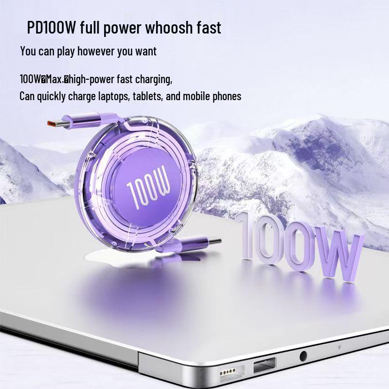 Wysuwany szybki kabel ładujący 100W C-to-C: Rozciągliwy, Wielofunkcyjny i Przenośny do Użytku w Samochodzie