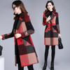 Plus Size 2025 Winter Woolen Coat - Thick Padded, Color Block, Korean Style, Versatile Over-the-Knee Mid-Length Outerwear for Women