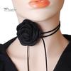 Retro Flower Women Choker Necklace Solid Color Elegant Lace Up Adjustable Strappy Collar Necklace Party Supplies