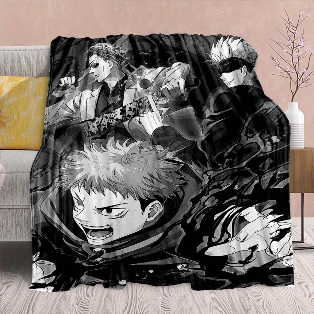 Jujutsu Kaisen Anime Flannel Blanket - Soft Warm Perfect for Sofa, Bedding Camping Travel Office Home Decor -QJY