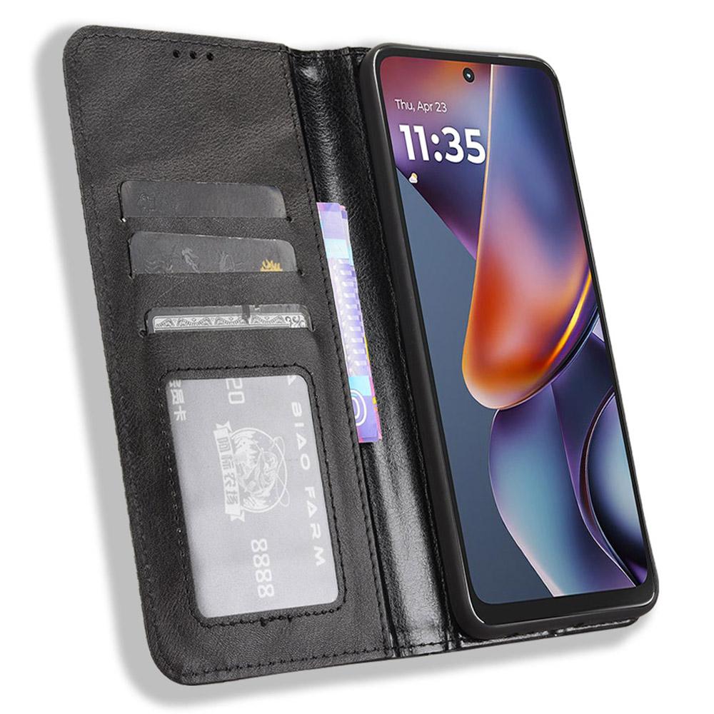 

For Motorola Moto G Play (2025) 4G/G Power (2025) Case Wallet Stand Retro Texture Leather Phone Cover Black