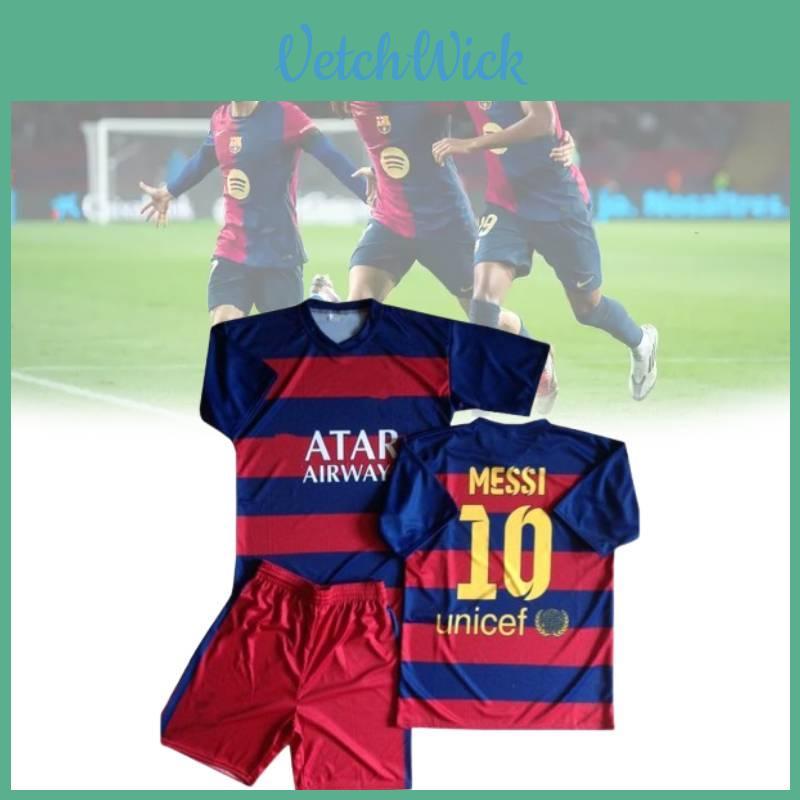 Fc Barcelona Vintage Soccer Jersey Set With Breathable Modal Blend For Kids Sports