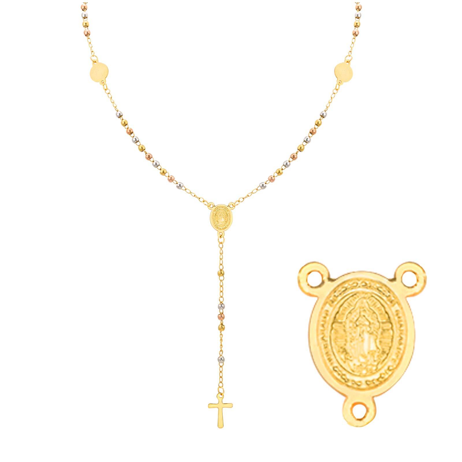 

Vnox Stainless Steel Three Colors Beads Necklace Religion Saint Benedict Virgin Mary Necklaces long chain Collier Jewelry