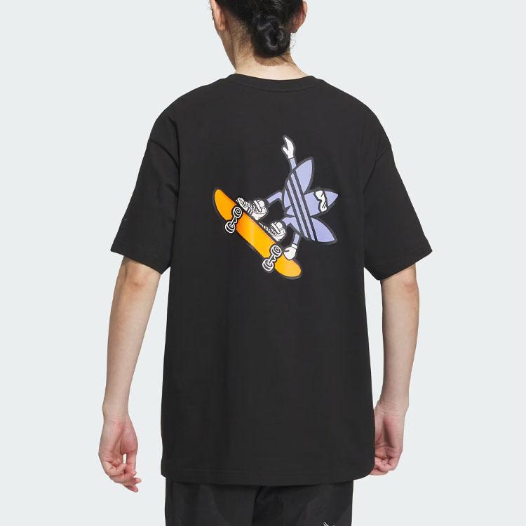 Adidas Originals Trefoil Tfl M1 Graphic Tee Cartoon Print Sports Short Sleeve T-Shirt Men Tops Black IN1044