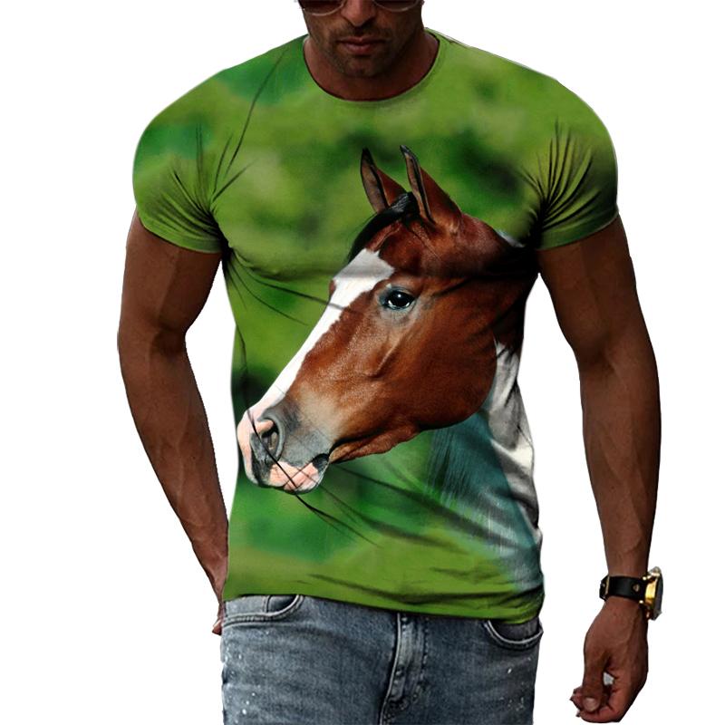 Summer Trendly Men Taste Cool Style Horse Graphic T Shirts Fashion Casual Personality Hip Hop Harajuku Print Streetwear T-shirt