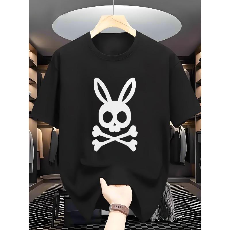 

European Size [Rabbit Skeleton Print] Rabbit Skeleton Print Creative Theme, Smooth cotton Surface for Easy Care, Trendy and Fashionable,Versatile 4XL чорний