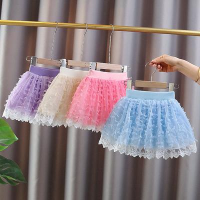 Girls' Half Length Skirt Summer Dress Lace New Children's Tutu Skirt Baby Mesh Puff Skirt Little Girls' Short Skirt