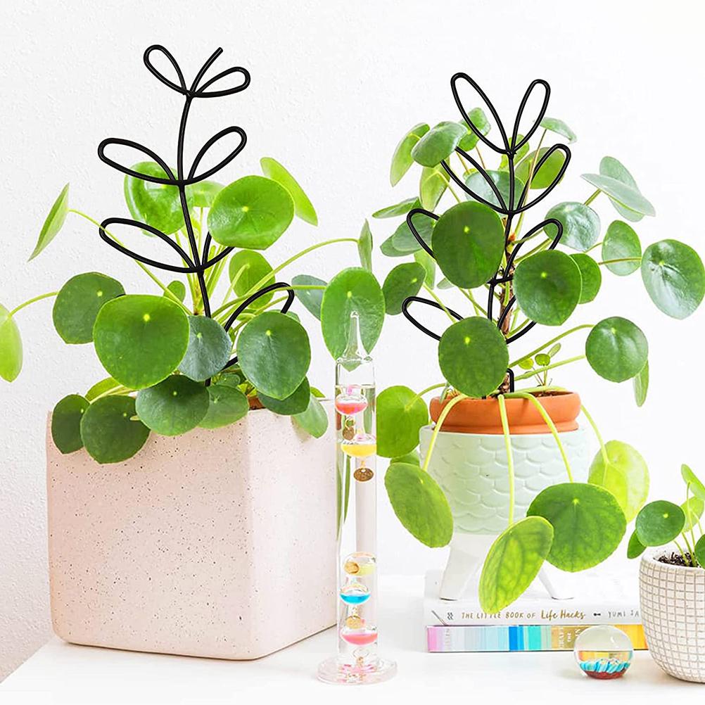 Small Trellis for Potted Plants Wrought Iron Leaf Shape Garden Trellis for Indoor Outdoor Decorative Climbing Plants
