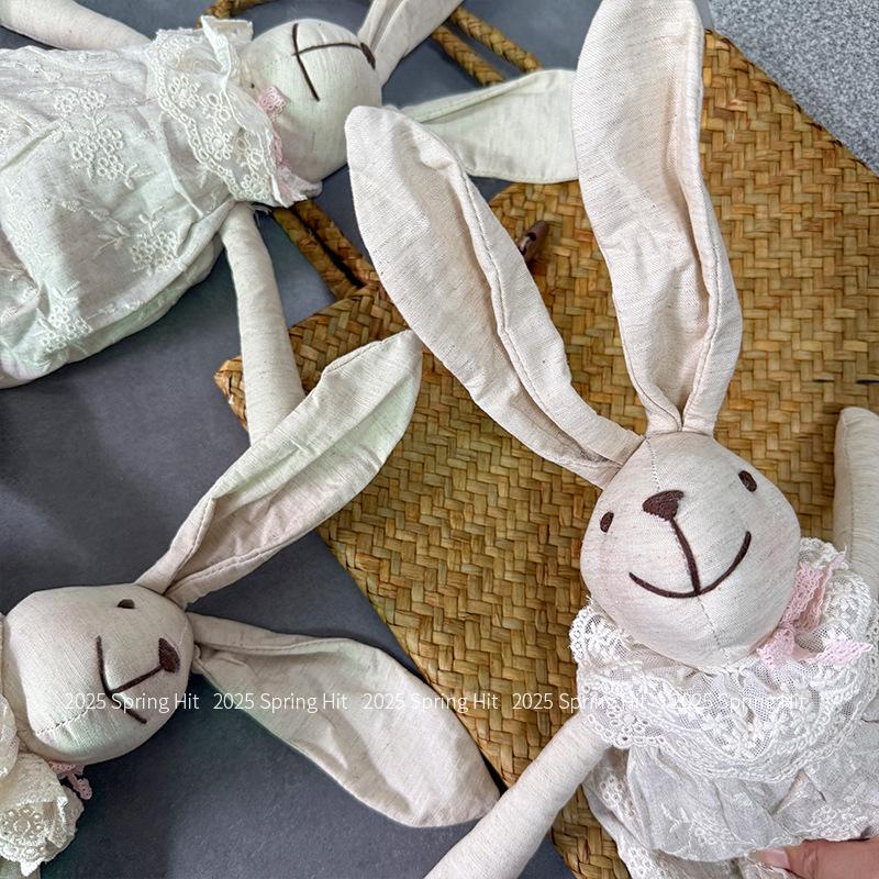 Nordic Cotton Linen Handmade Long-Legged Rabbit Doll - Children's Comfort Toy & Home Decor