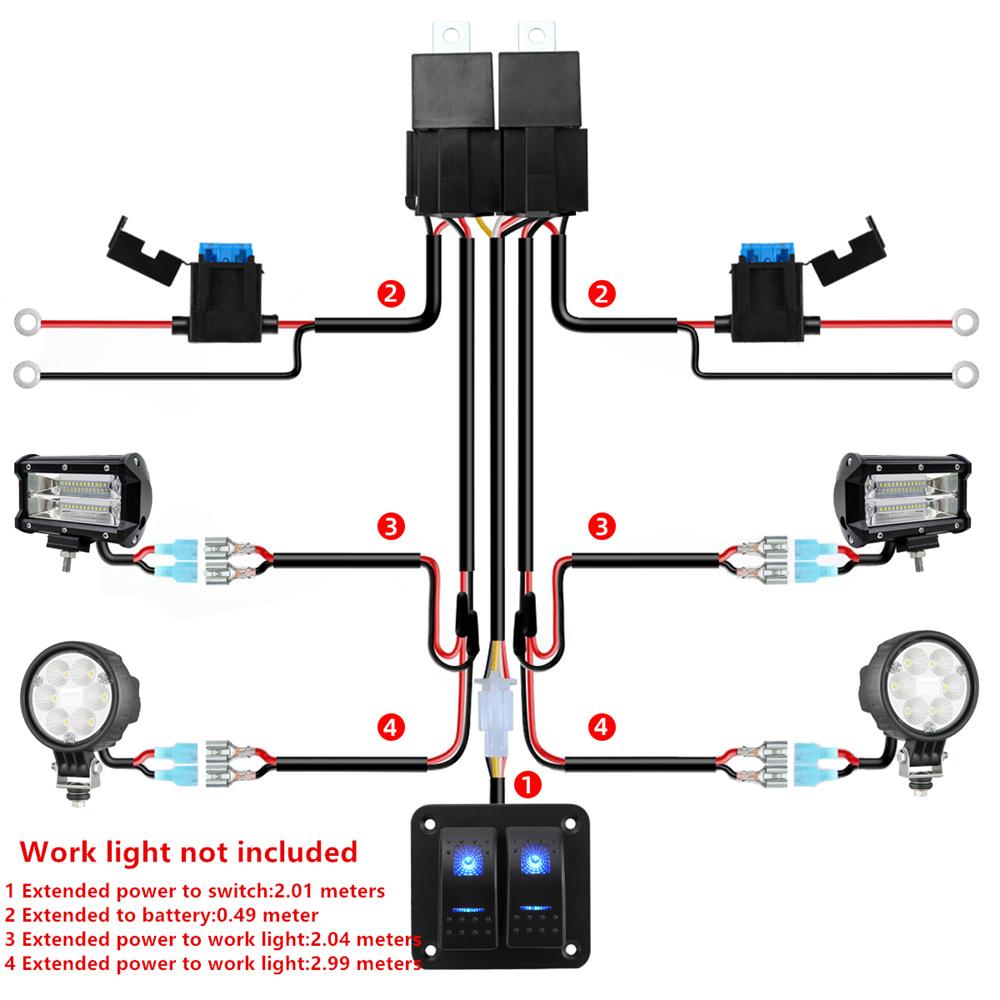 12V 16AWG LED-Lichtleisten-Kabelbaum-Kit für Autos, Boote, ATVs, Lkw